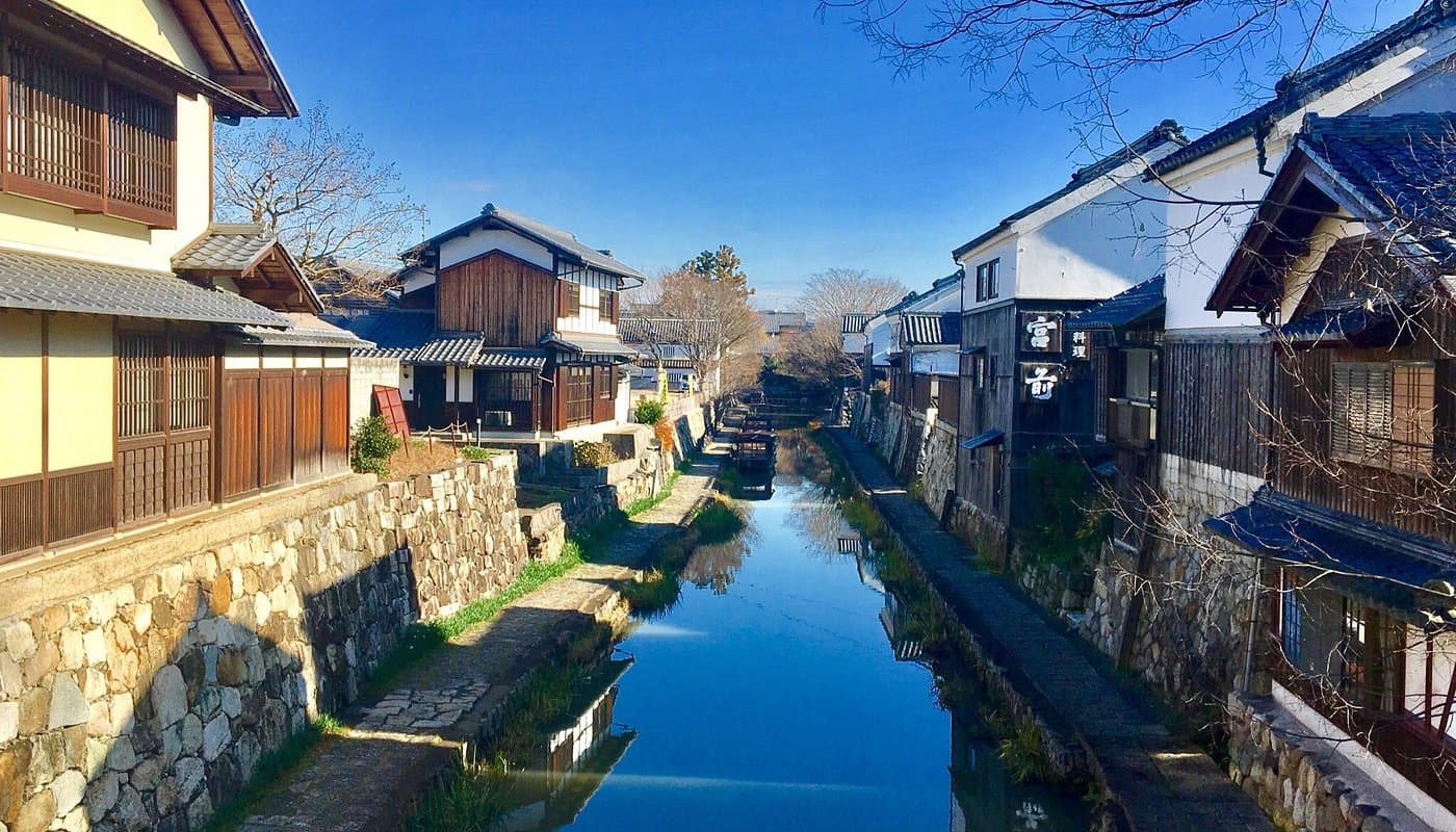 Historic canal in Omihachiman, Shiga, Japan